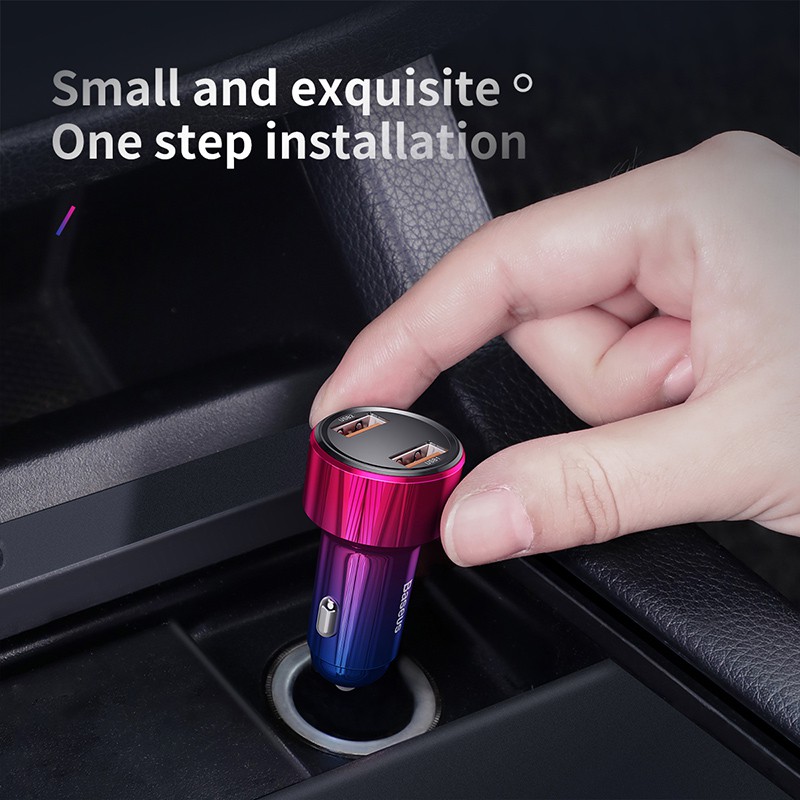 Tẩu sạc ô tô Baseus siêu nhanh 2 cổng 45w Baseus Quick Charge 3.0 4.0 Bộ sạc xe hơi 45W AFC SCP cho Xiaomi Huawei