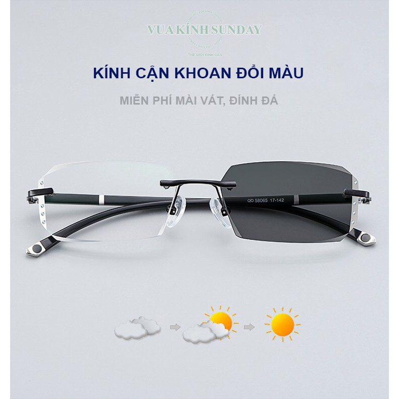 Gọng kính khoan chữ thập đổi màu VD227