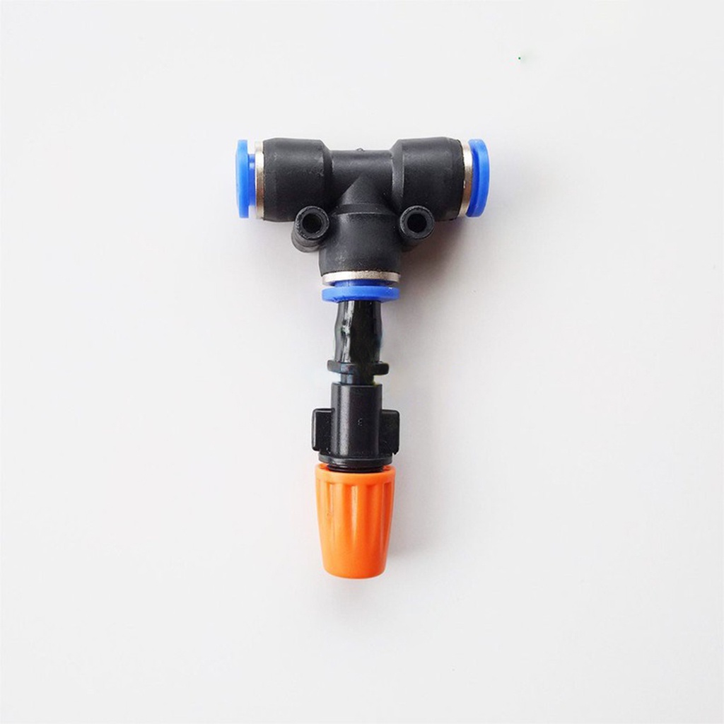 Bộ TÊ 8 tưới cây tự động gồm béc phun sương cam và tê nối nhanh sử dụng ống ldpe 8mm loại tốt, hàng cao cấp, dễ lắp đặt