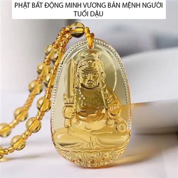 Chuỗi hạt đeo cổ phật Bất Động Minh Vương đá cao cấp các mầu - Bản mệnh người tuổi Dậu - Tặng kèm theo dây
