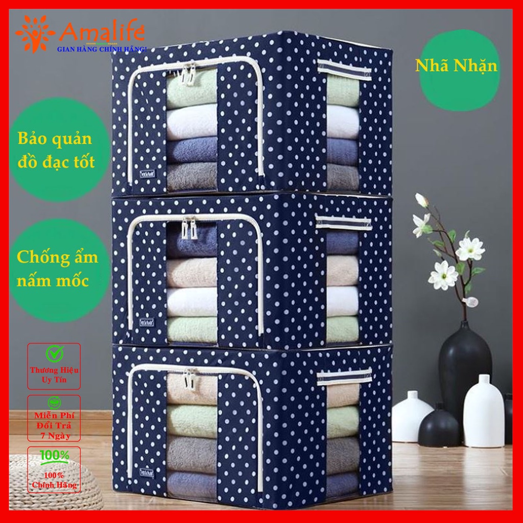 Ảnh COMBO 3 Túi Đựng Chăn Màn Khung Sắt Gấp Gọn 66 Lít Size 50*40*33cm Chọn Màu, Hộp Vải Đựng Đồ Đa Năng Khung Thép Khóa Kéo 3