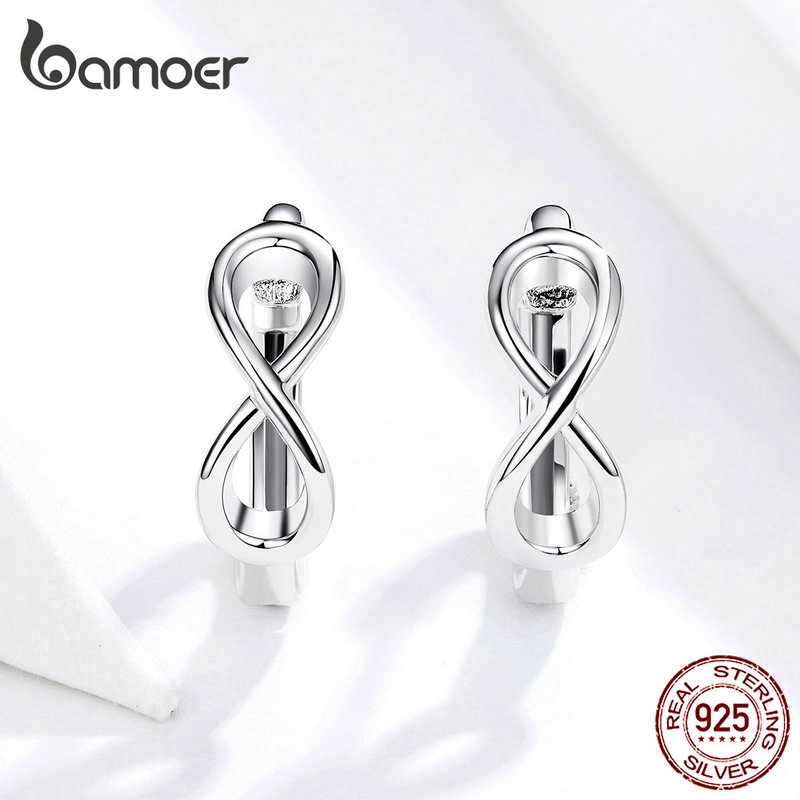 Bamoer Bông Tai bạc 925 Kiểu Dáng Hình Học Thời Trang sce743