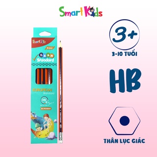 Hộp 12 Bút chì thân gỗ trắng, có gôm HB SK-PCHB001 SMARTKIDS (12 cây/hộp)