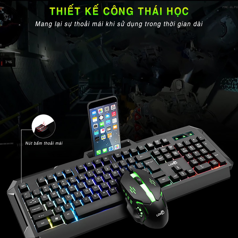 Bàn Phím Máy Tính Gaming SIDOTECH V5 PRO có dây LED RGB công thái học chống nước dành cho dân văn phòng và game thủ | BigBuy360 - bigbuy360.vn