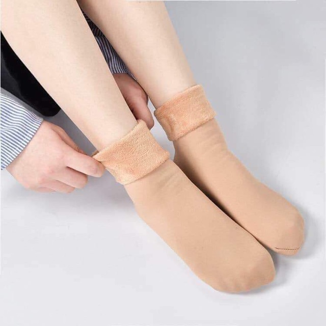 Tất vớ lót lông freesize nam nữ giữ nhiệt 2 màu da đen siêu ấm
