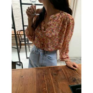 Phong cách hàn quốc nữ nữ dáng rộng voan hoa áo sơ mi dài tay baju baju wanita lengan panjang