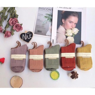 Set 5 Vớ Trơn Gân Cổ Cao (5 Đôi 5 Màu)