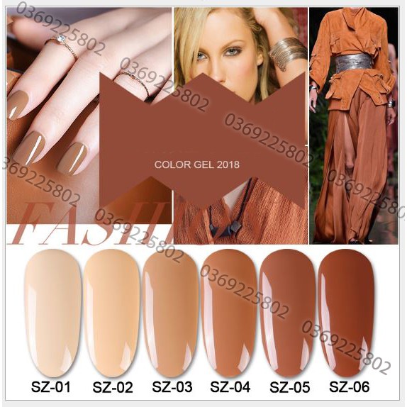 Sơn gel AS set 6 màu nâu sữa SZ