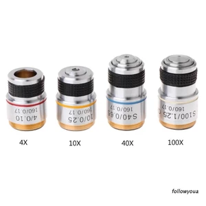 Set 4 Thấu Kính Hiển Vi 10x40x 100x Achromatic Objective 185