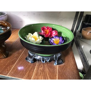 Bát Sen Thả Hoa Dáng Tròn 25cm Bát Tụ Lộc đồ thờ cúng gốm sứ đề ban thần tài hút tài lộc