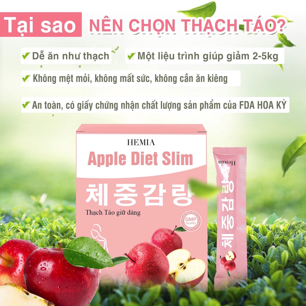 Mô tả Combo thạch táo giảm cân Hemia 1 hộp 10 cái và bột gao lứt như ý 900g tác dụng giảm cân an toàn tại nhà - 5