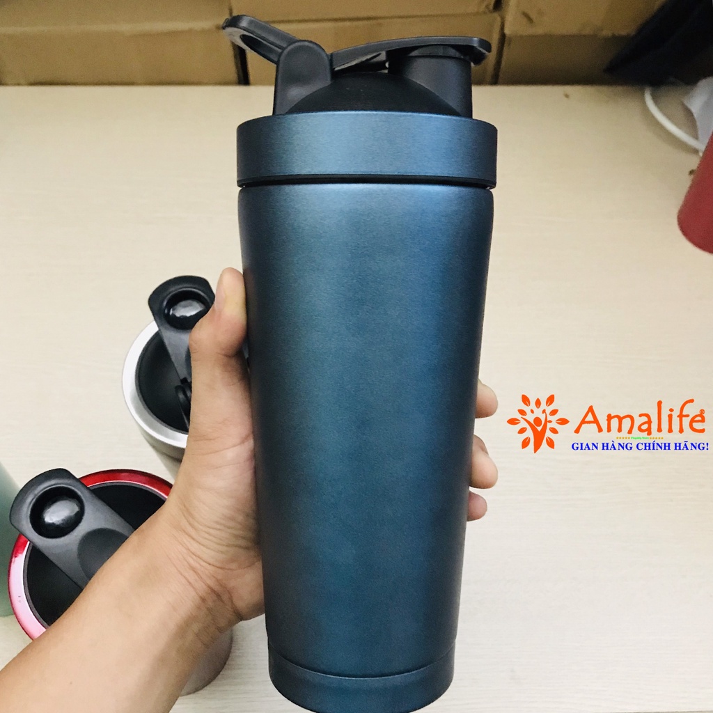 Ảnh Bình Lắc Đựng Nước Shaker Inox 800ml Giữ Nhiệt, Tập Gym Thể Thao Chính Hãng Amalife Kèm Bóng Lò Xo Lắc 1