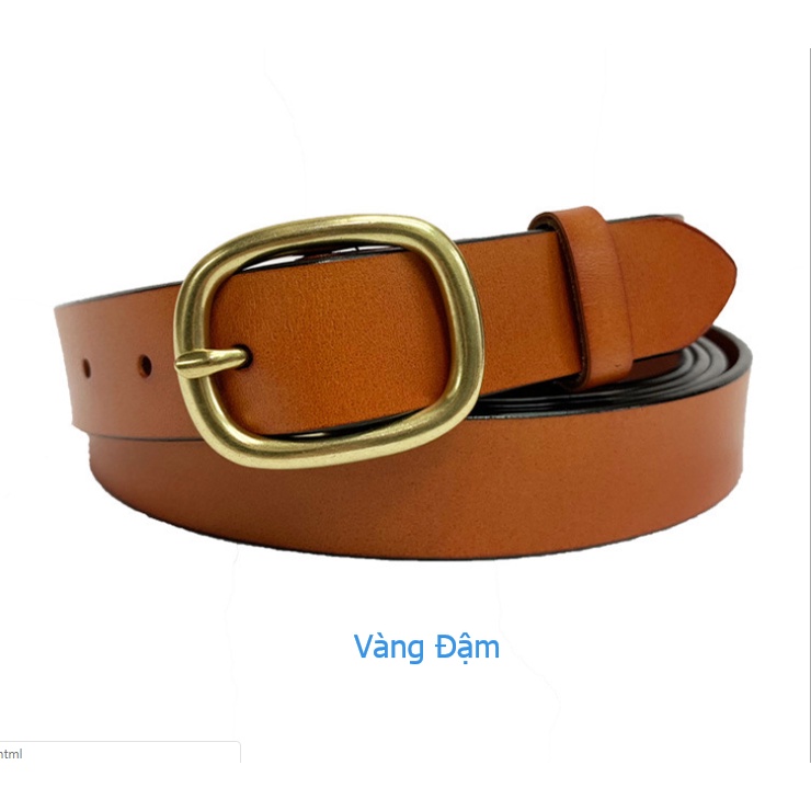 Thắt lưng, dây nịt nữ, da thật, khóa kim loại màu đồng (có ảnh thật) W10