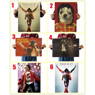 Poster Giấy Kraft Màu Vàng Và Trắng Dùng Để Trang Trí Quán Bar/Cafe/Michael Jackson