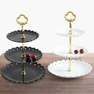(màu trắng) Khay đựng bánh 3 tầng phong cách Châu Âu trang trí bàn tiệc sinh nhật, teabreak- Kệ nhựa 3 tầng hình tròn