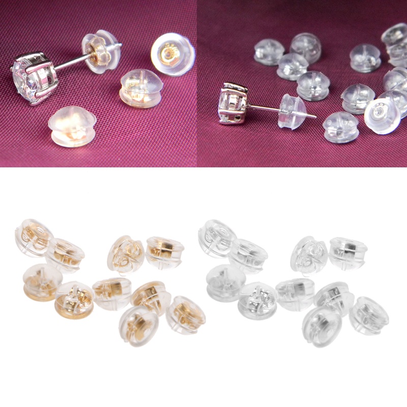 Dasbsug 10 Chiếc Vàng 18K Silicon Ly Hợp Bông Tai Miếng Lót Nấm Trang Sức Phụ Kiện