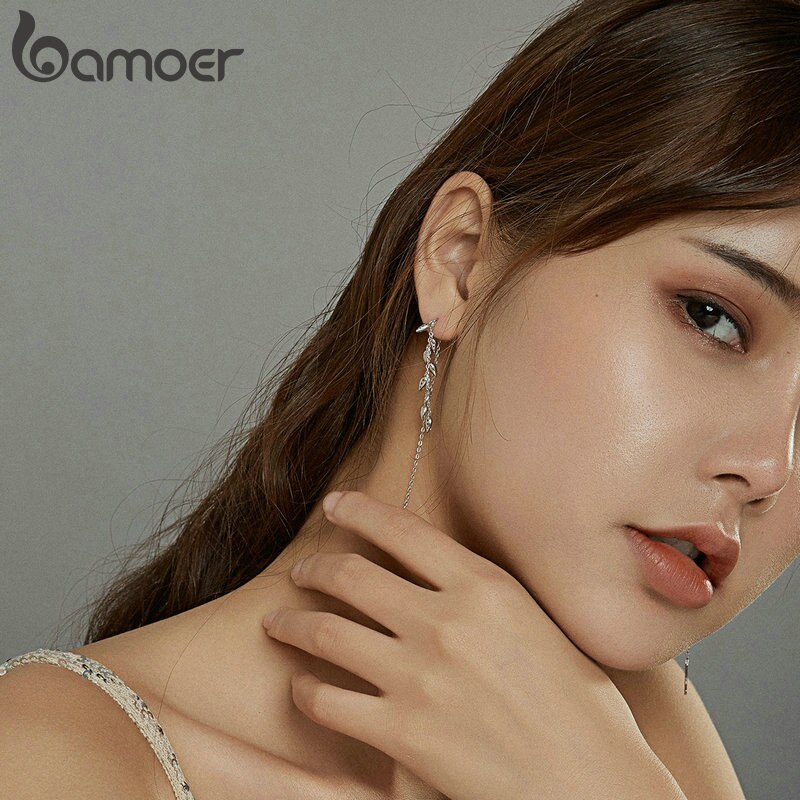 Bamoer Bông Tai bạc 925 Đính Đá Thời Trang bse447