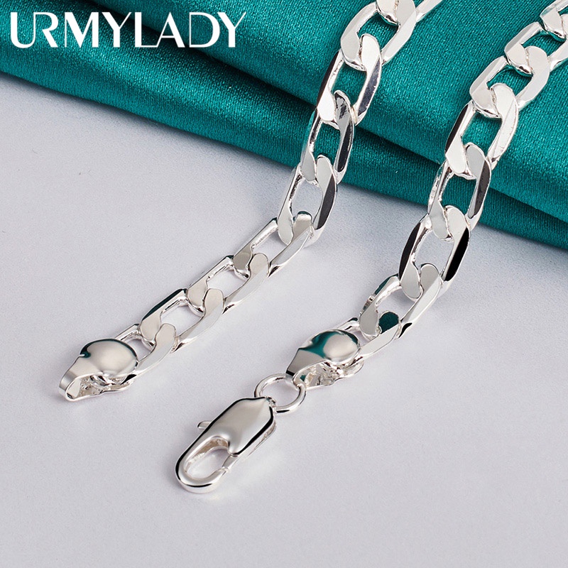 URMYLADY Bạc 925 8mm Mặt phẳng Dây chuyền quyến rũ 16 / 18 / 20 / 22 / 24 Inch Vòng cổ dành cho nữ Người đàn ông Tiệc cưới Trang sức tinh tế
