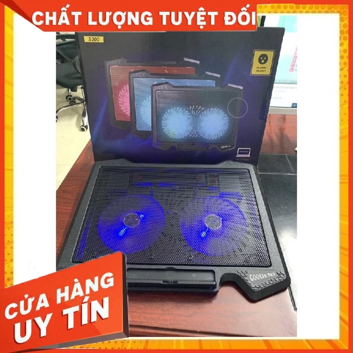 [HDMusictechnology] Đế Tản Nhiệt Quạt tản nhiệt Laptop Cooler S200 Pad 2 Quạt lớn, Đèn Led