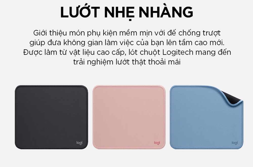 Mô tả Bàn di chuột Logitech Mouse Pad Studio Series - Đế chống trượt, lướt dễ dàng, chống đổ tràn - 3