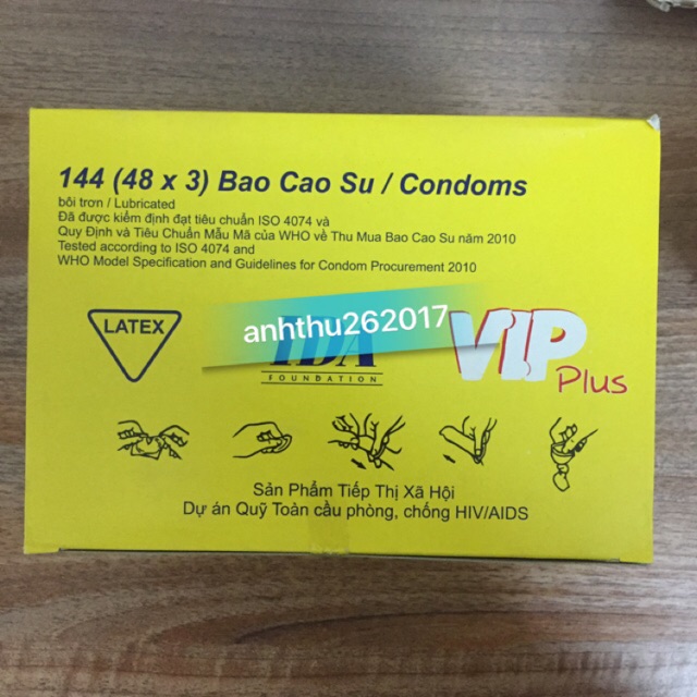 Bao cao su Vip Plus (hộp 144 cái) | Shopee Việt Nam