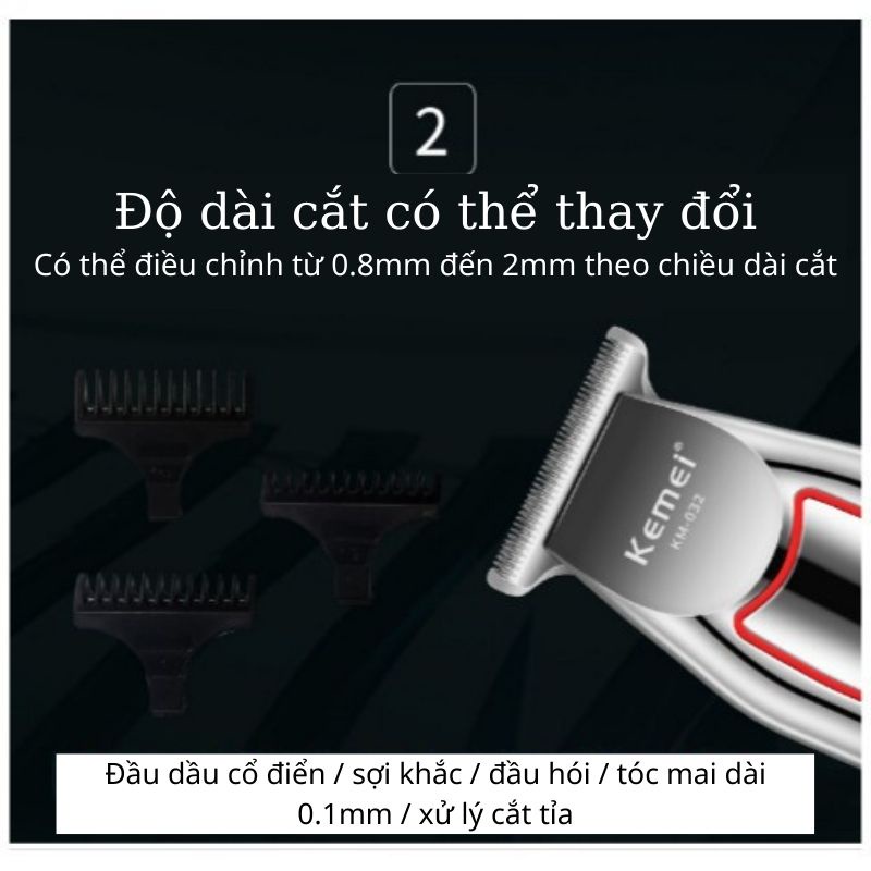 Tông đơ cắt tóc, chấn viền Kemei KM - 032 thế hệ mới - Chất lượng cao, chuyên nghiệp