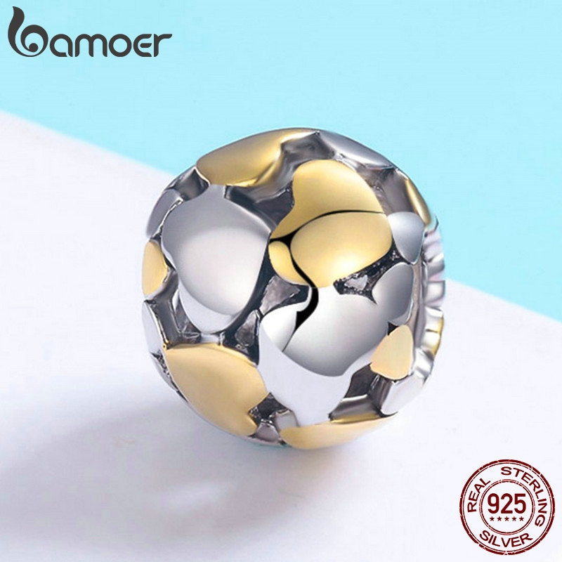 Hạt charm BAMOER SCC537 bạc 925 họa tiết trái tim trang trí trang sức