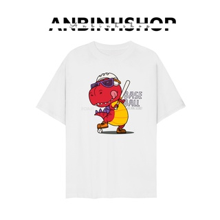 Áo thun, Áo phông unisex form đẹp in hình khủng long T-rex bóng chày siêu đẹp chất thun mềm mịn mát