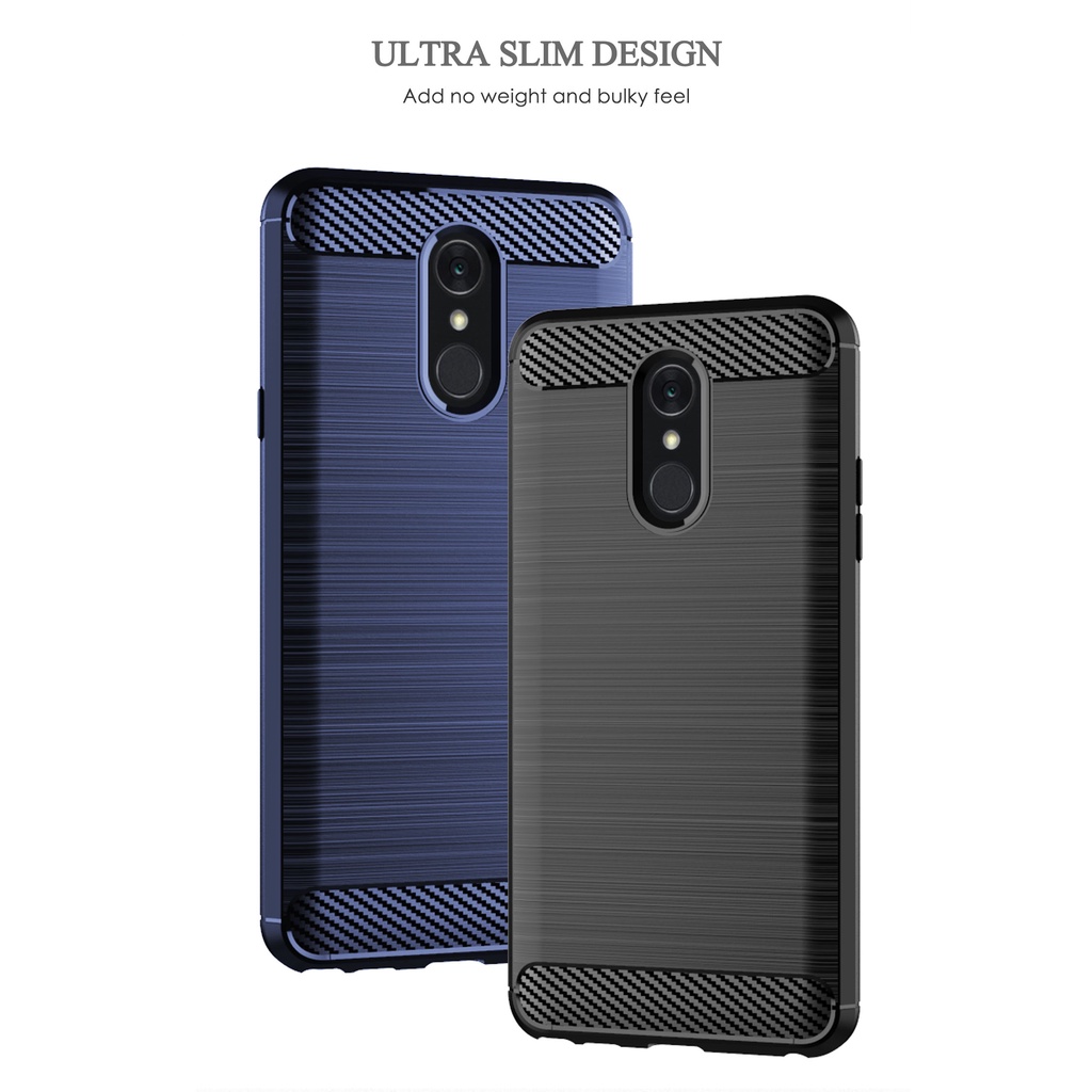 Sọc chải sợi Carbon LG Q8 2018 / Q Stylo + Q Stylus Alpha Stylo4 plus + Vỏ điện thoại tpu silicon mềm Vỏ bảo vệ chống sốc