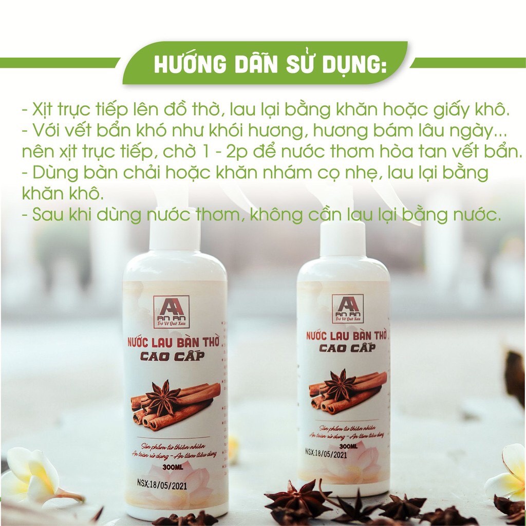 Mô tả Nước thơm bao sái lau bàn thờ AN AN cao cấp, nước mùi già tài lộc gia tăng vận khí, tẩy uế mang lại may mắn - 3