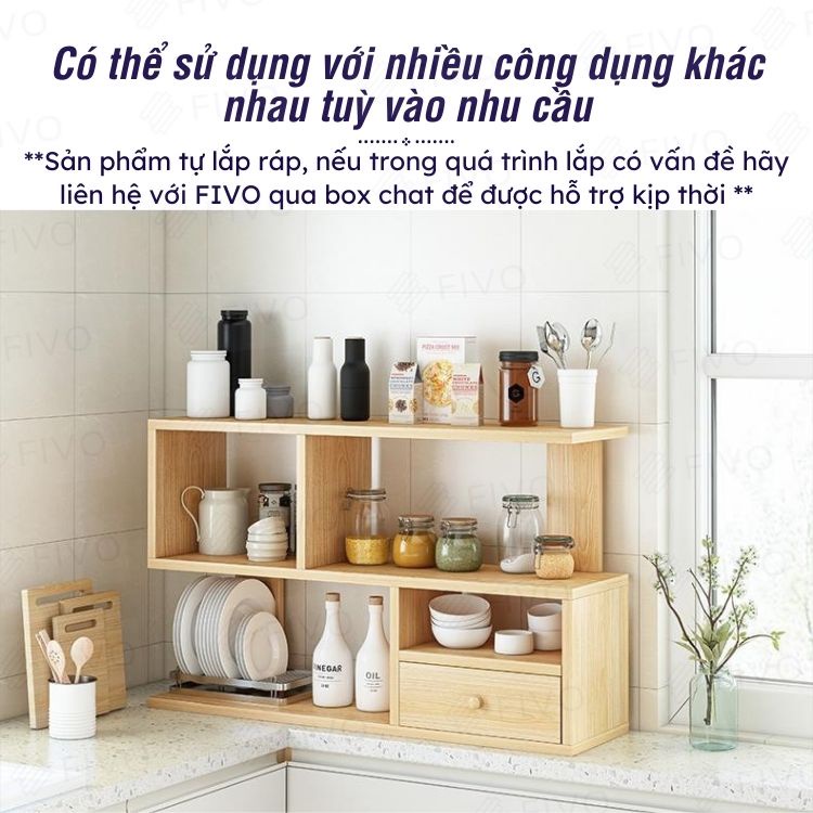Ảnh Kệ Sách Gỗ Để Bàn Hiện Đại FIVO FB20 Dày Dặn, Bền Chắc, Decor Linh Hoạt, Dễ Dàng Lắp Ráp 3