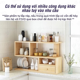 Kệ Sách Gỗ Để Bàn Hiện Đại FIVO FB20 Dày Dặn, Bền Chắc, Decor Linh Hoạt, Dễ Dàng Lắp Ráp