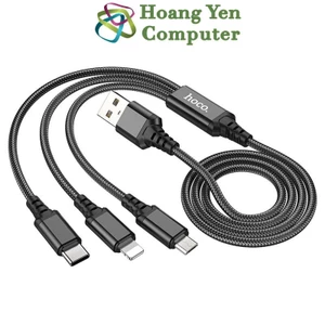 Cáp Sạc 3 Đầu Hoco X76 Dây Dù Dài 1.0M - BH 6 Tháng 1 Đổi 1 - Hoàng Yến Computer