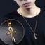 DELMER Chữ Thập Vòng Cổ Ai Cập Trang Sức Hip Hop Thánh Giá Chúa Giêsu Thép Không Gỉ Cho Nam Nữ Tôn Giáo Vintage Dây Xích