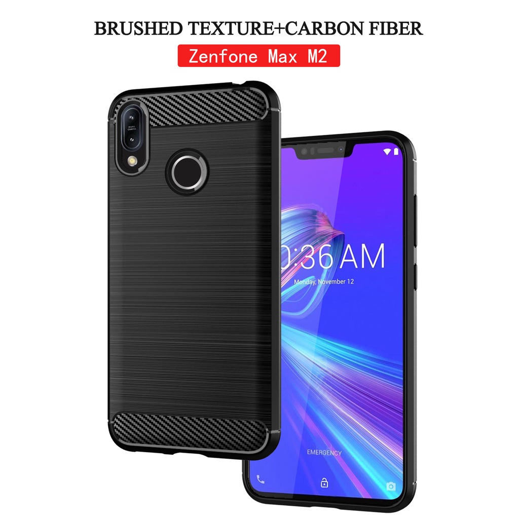 Sọc chải sợi Carbon ASUS Zenfone Max M2 ZB633KL X01AD Vỏ điện thoại tpu silicon mềm Vỏ bảo vệ chống sốc