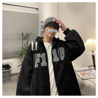 Áo nỉ HOODIES ZIP nam nữ màu đen in chữ dáng rộng dành cho mùa thu đông