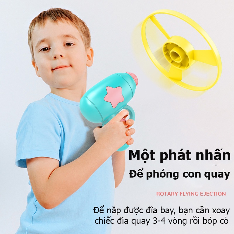 Ảnh Đồ chơi chong chóng KAVY đĩa bay phát sáng nhiều màu gồm 6 con quay tăng khả năng vận động vui chơi theo nhóm 3