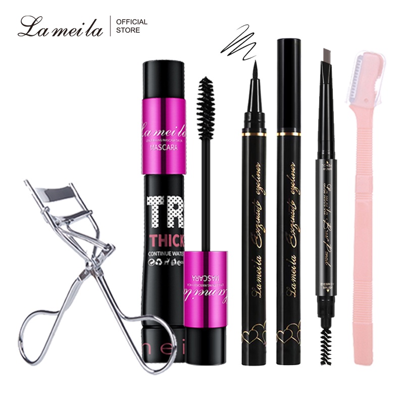 Bộ trang điểm mắt LAMEILA gồm Mascara + kẻ mắt dạng lỏng + kẹp uốn mi + tỉa lông mày + chì kẻ mày bền không thấm nước