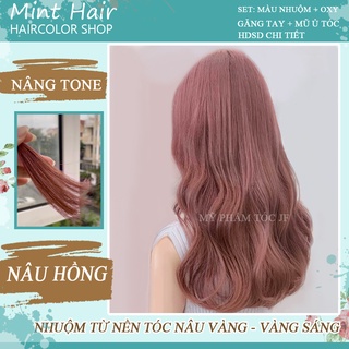 Thuốc nhuộm tóc màu Rose Gold - Nhuộm Nền Tóc Vàng Sáng - Tặng oxy ...