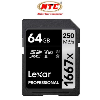Thẻ nhớ Máy Ảnh SDXC Lexar Professional 64GB 1667x UHS-II U3 V60 Read 250MB/s / Write 120MB/s (Đen)