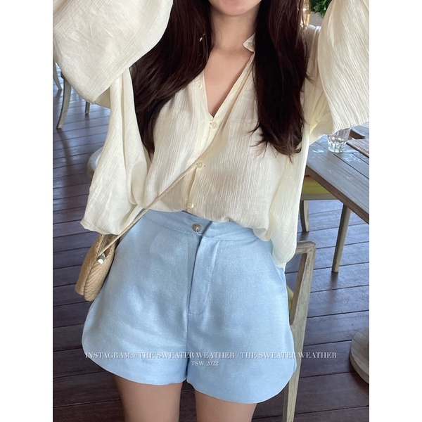 Quần short vải cut out vạt the.sweaterweather TSW (ảnh thật)