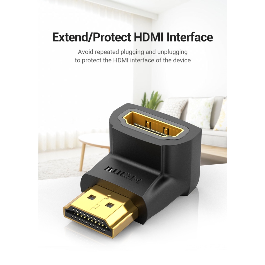 HDMI Adapter 90 270 Degree Right Angle HDMI Male to HDMI Female Cable Converter for HDTV PS4 PS5 Laptop 4K HDMI Extender