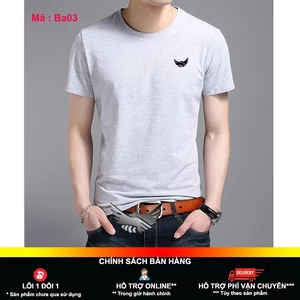 Áo thun nam cổ tròn màu xám made in bahada