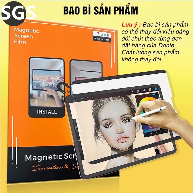 Miếng Dán Paperlike Nam Châm Tháo Rời, Chống Chói Vân Tay Gen 10/11 Air 6/7 Pro 11" 13" | Donie C06