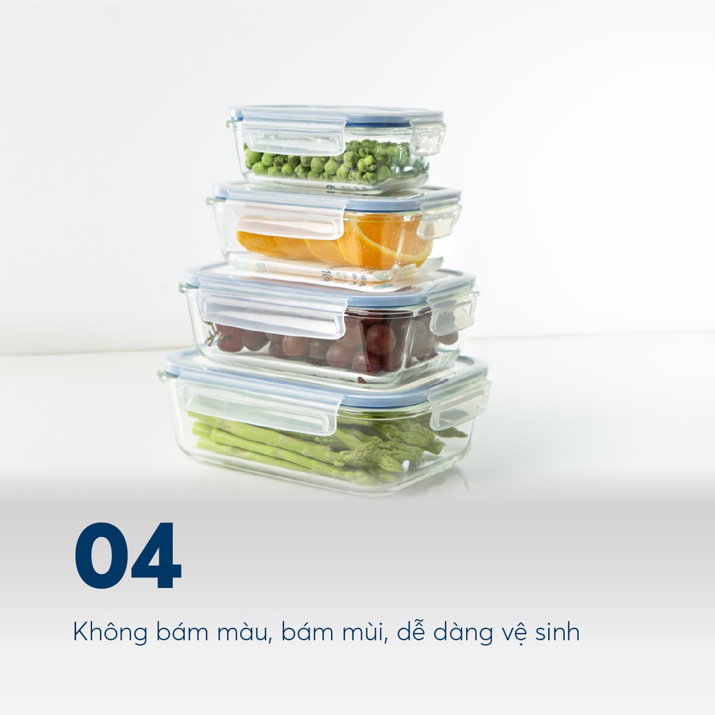 Hộp thuỷ tinh chữ nhật Inochi - Nikko - Đựng thực phẩm, đồ ăn, thức ăn ...