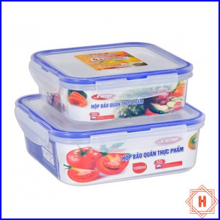 Bộ 2 hộp đựng đồ đông 2241 - hộp đựng thực phẩm 4 khóa Song Long cao cấp { H }