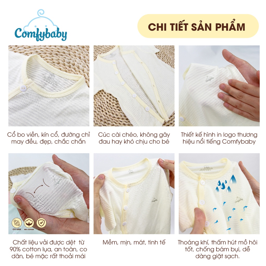 Ảnh Bộ quần áo mùa hè cho bé 100% Cotton Lụa – Comfybaby Siêu nhẹ - thoáng mát QACF22042021 size 3-12 tháng 4