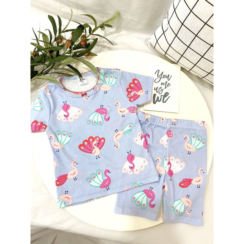 Bộ Cộc Tay Cotton 100 % Thoáng Mát In Nhiều Họa Tiết Siêu Xinh Cho Bé Gái (10-20kg)