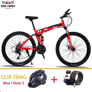 Xe Đạp Thể Thao Địa Hình Gấp Gọn NS001 Vành Xen 26 Inch 24 Tốc Độ Đại Nam Sport + Tặng Mũ Và Khóa