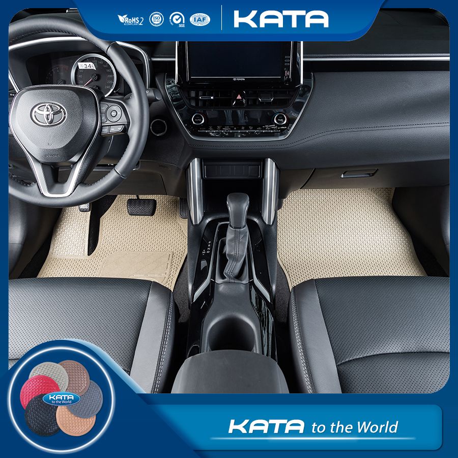 Thảm lót sàn ô tô KATA cho xe Toyota Corolla Cross (2020-2025) - Phiên Bản PRO -Không ẩm mốc, Không thấm nước, Không mùi